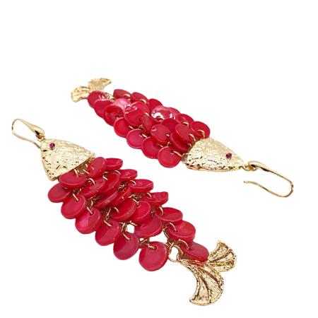 earrings metall gold big red fish1